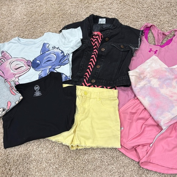 Under Armour Other - 9 Piece Youth Girl Summer Bundle 3 Shorts, 4 tanks, 1 tee 1 Vest Disney, UA 7/8